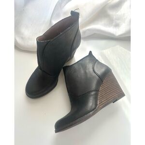 Lucky Brand Black Wedge Ankle Boots